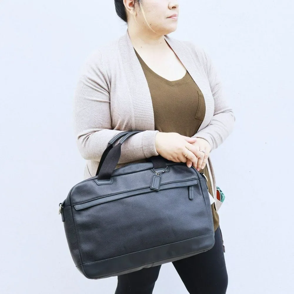 Coach Camden Leather Zip Top Briefcase 70927 Black